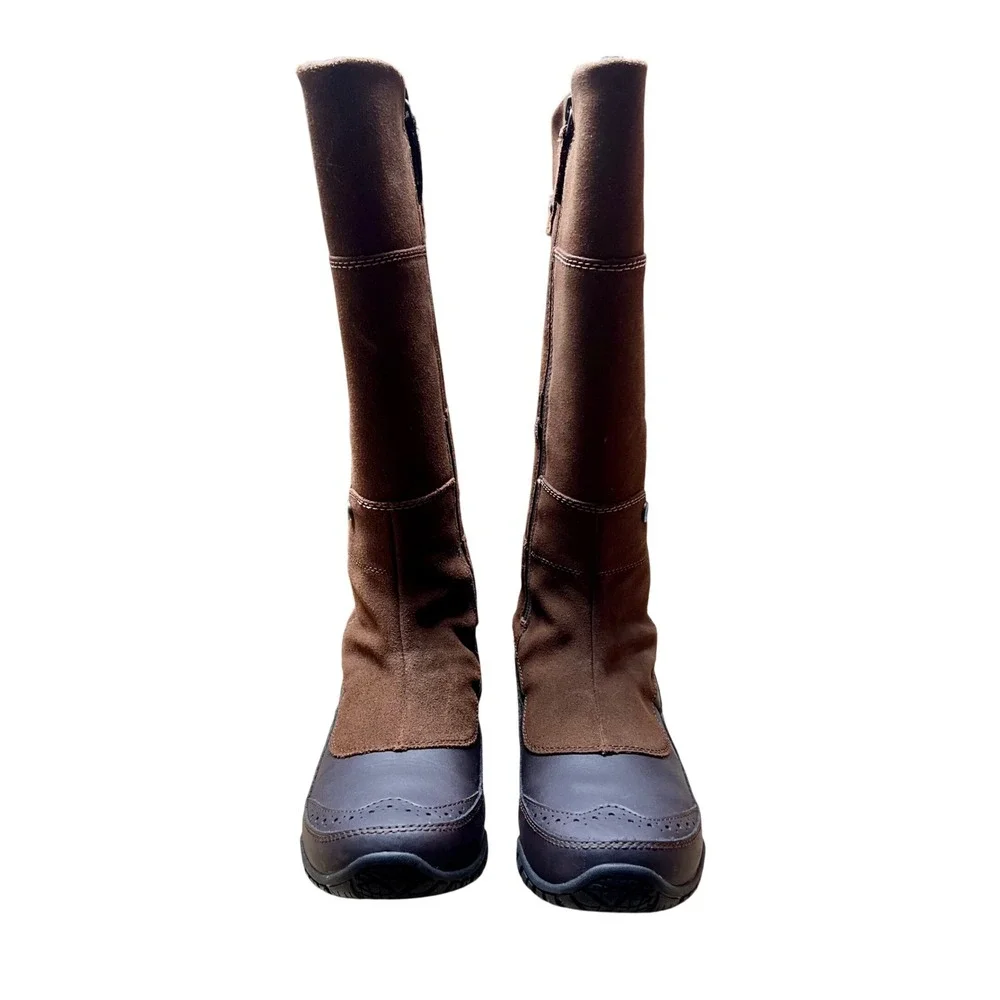 The North Face Anna Purna Brown Suede Primaloft Insulated Tall Winter Boots 7.5